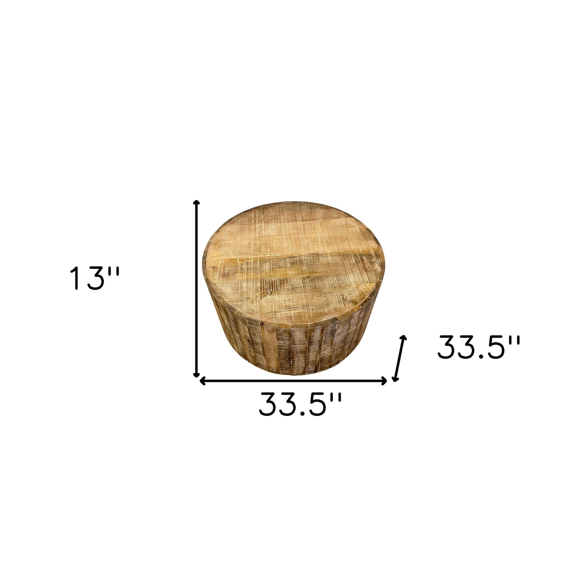 34" Natural Solid Wood Round Bunching Coffee Tables-8