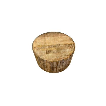 34" Natural Solid Wood Round Bunching Coffee Tables-1