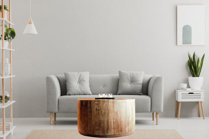 34" Natural Solid Wood Round Bunching Coffee Tables-5
