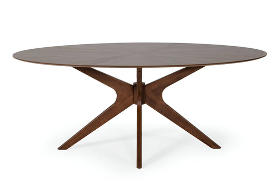 75" Brown Oval Solid Manufactured Wood Pedestal Base Dining Table-0