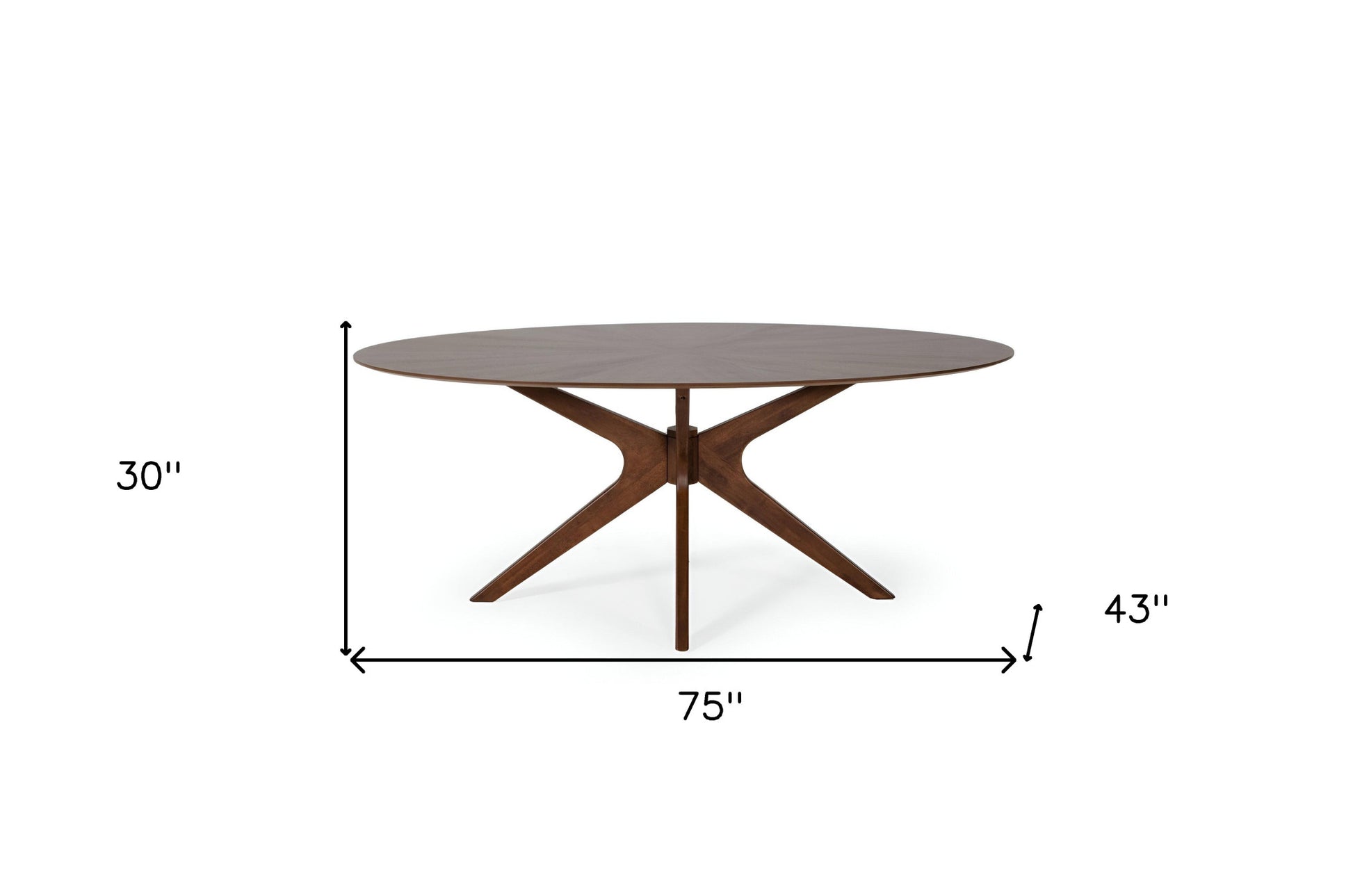 75" Brown Oval Solid Manufactured Wood Pedestal Base Dining Table-3