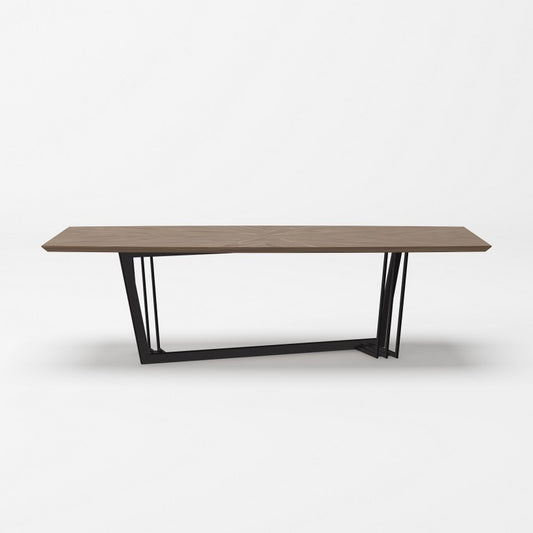 107" Walnut And Black Rectangular Geo Trestle Wood Dining Table-1
