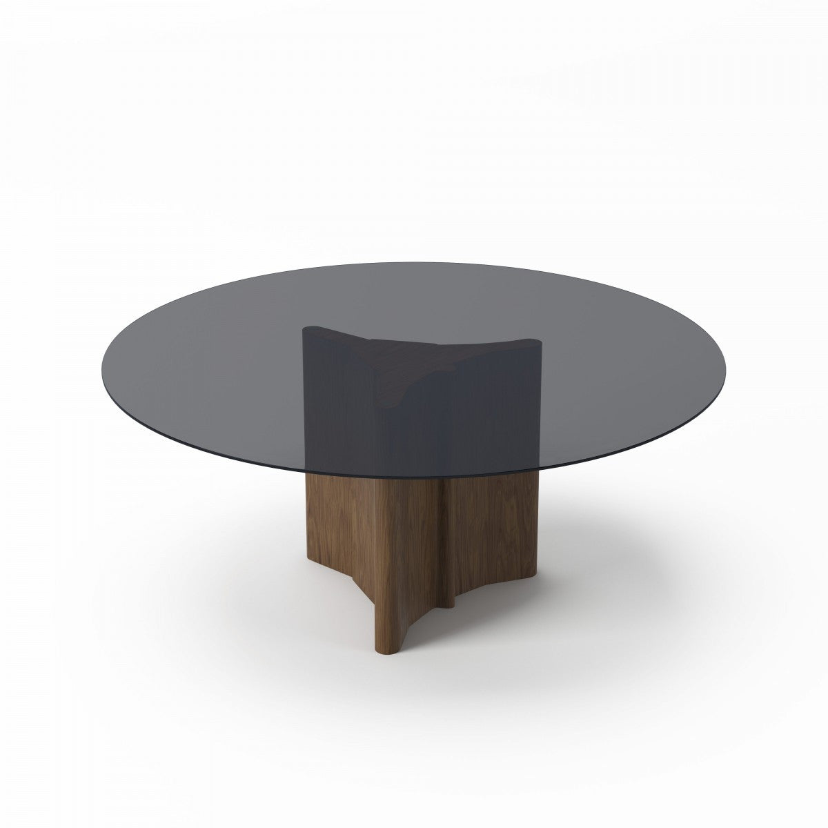 71" Smoky Black And Brown Rounded Glass And Solid Manufactured Wood Pedestal Base Dining Table-1
