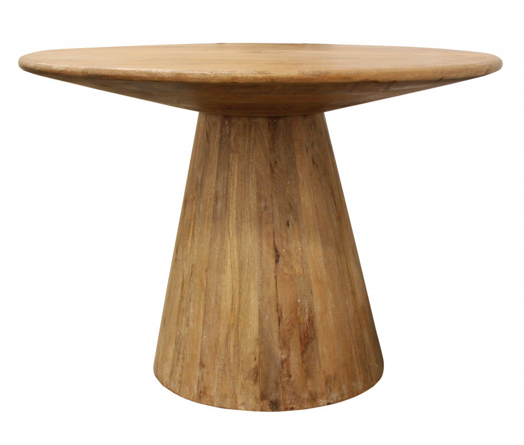 42" Natural Solid Wood Pedestal Base Round Top Dining Table-2