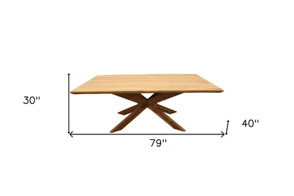 79" Natural Solid Wood Pedestal Base Dining Table-5