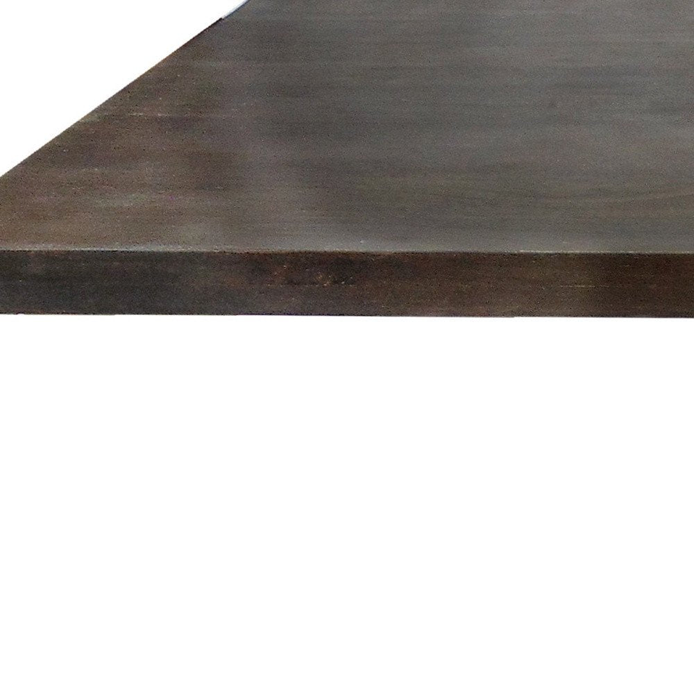 Perry 42-inch square dining table in brown mango wood with a ribbed pedestal base, additional view