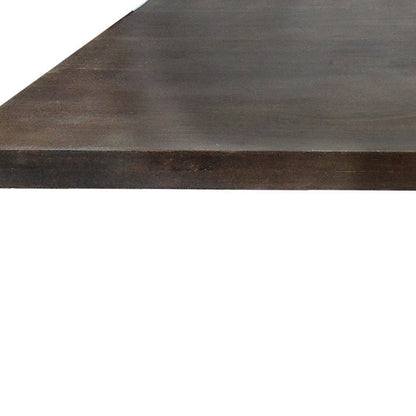 Perry 42-inch square dining table in brown mango wood with a ribbed pedestal base, additional view
