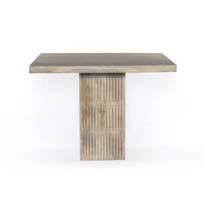 42" Natural Square Solid Wood Pedestal Base Dining Table-0