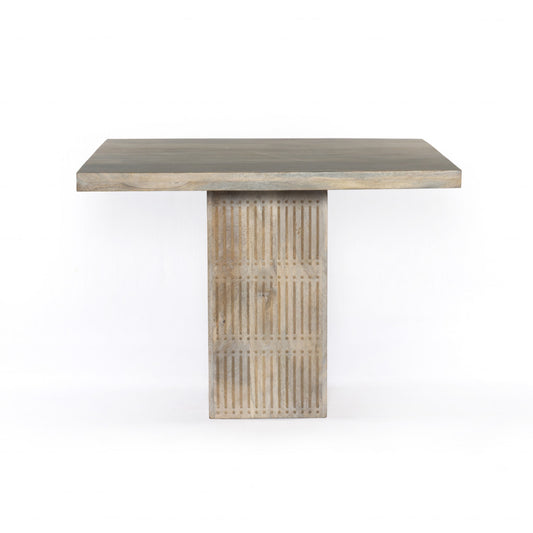 42" Natural Square Solid Wood Pedestal Base Dining Table-0