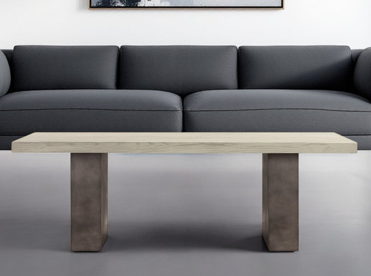 24" Gray And Dark Gray Solid Wood And Concrete Coffee Table-1