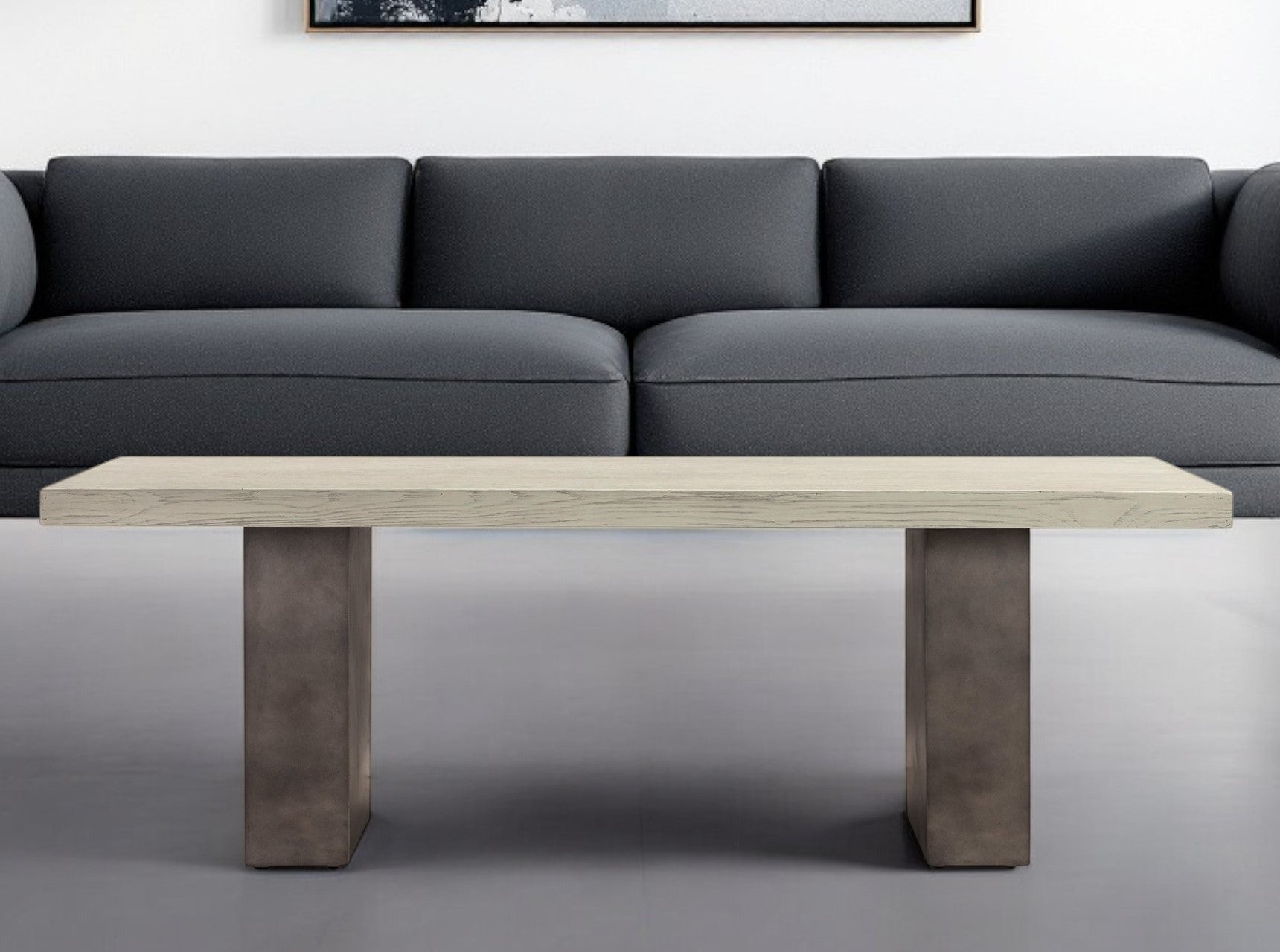 24" Gray And Dark Gray Solid Wood And Concrete Coffee Table-1