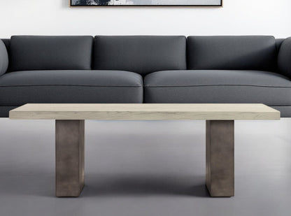 24" Gray And Dark Gray Solid Wood And Concrete Coffee Table-1