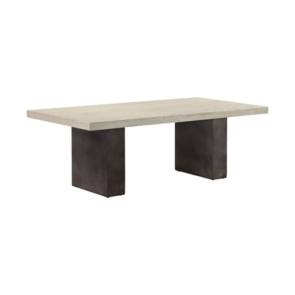 24" Gray And Dark Gray Solid Wood And Concrete Coffee Table-2