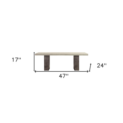 24" Gray And Dark Gray Solid Wood And Concrete Coffee Table-6