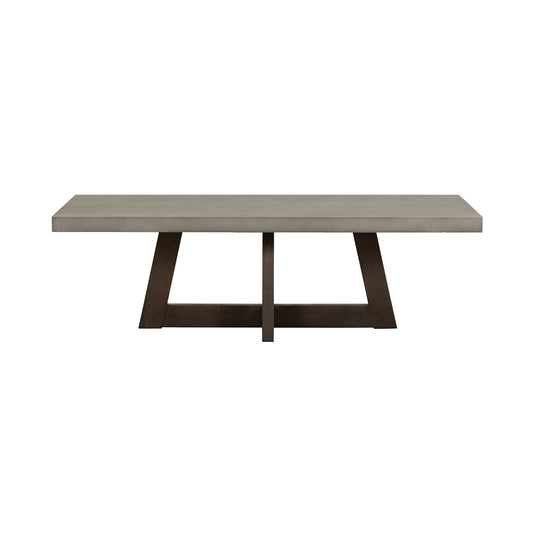 55" Gray And Brown Concrete And Solid Wood Coffee Table-2