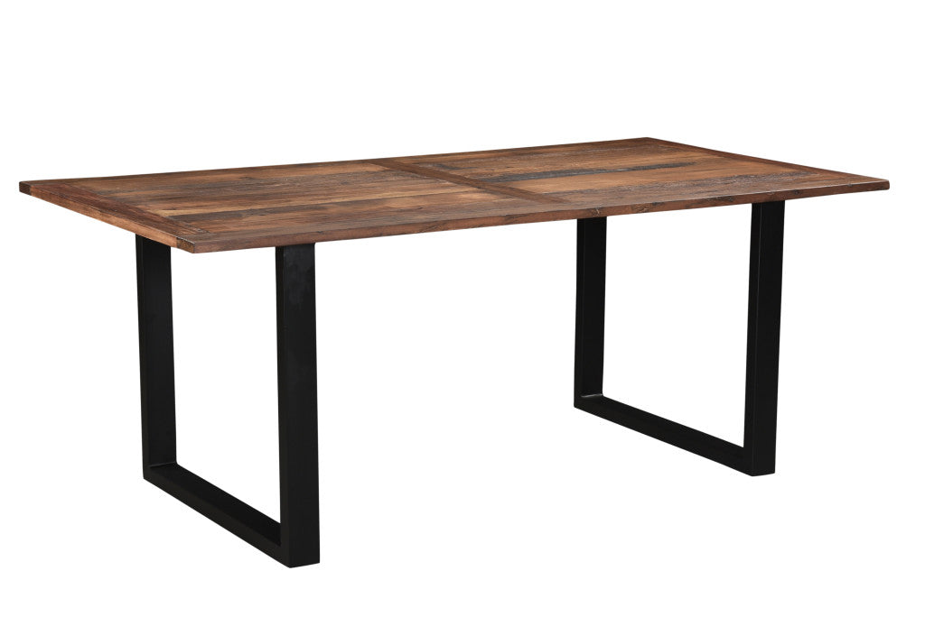 78" Dark Brown And Black Solid Wood Sled Base Dining Table-1