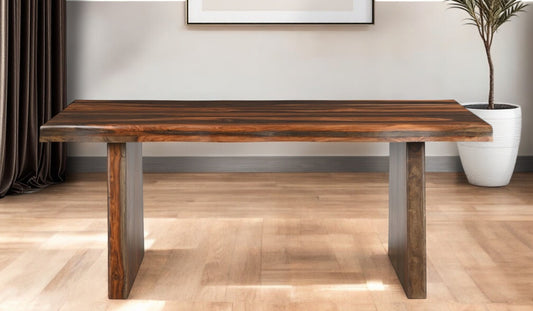 74" Dark Brown Solid Wood Dining Table-0