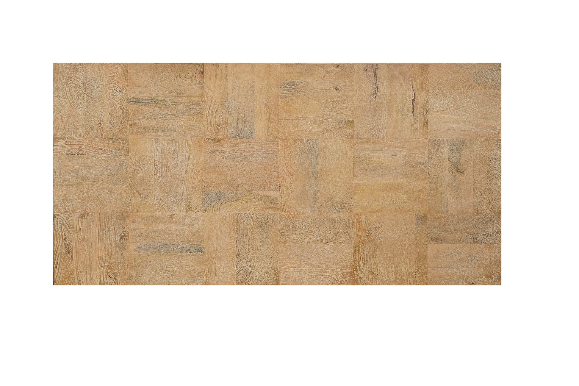 59" Natural and Black Solid Wood Block Coffee Table-4