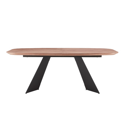 79" Brown and Black Wood And Steel Double Pedestal Base Dining Table-1