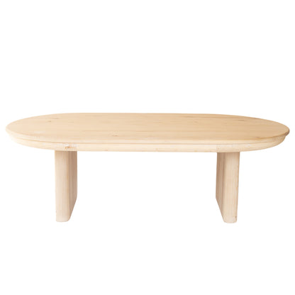 54" Natural Solid Wood Oval Solid Coffee Table-1