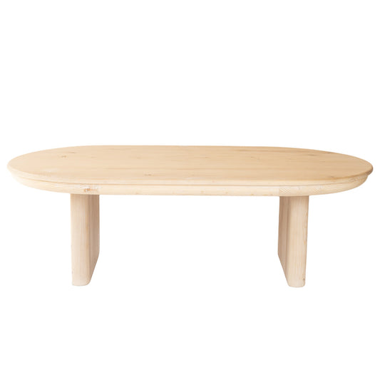 54" Natural Solid Wood Oval Solid Coffee Table-1