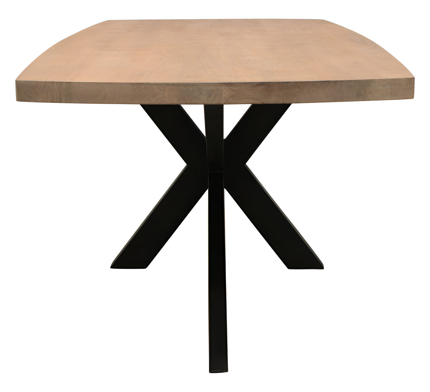 82" Natural And Black Solid Wood And Iron Pedestal Base Dining Table-4