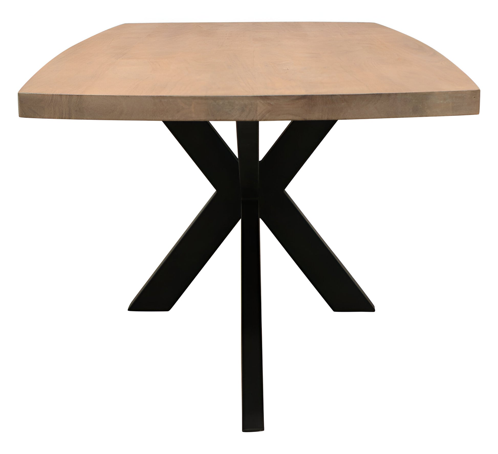 82" Natural And Black Solid Wood And Iron Pedestal Base Dining Table-4