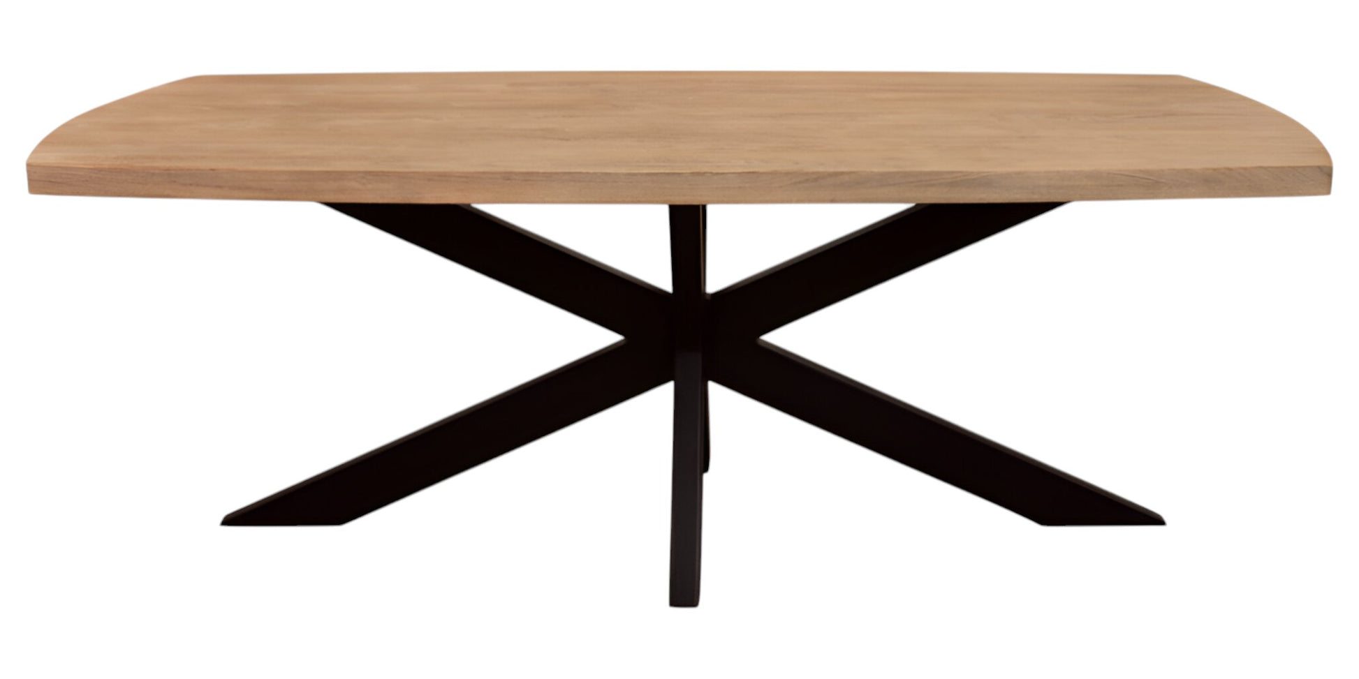 82" Natural And Black Solid Wood And Iron Pedestal Base Dining Table-1