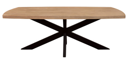 82" Natural And Black Solid Wood And Iron Pedestal Base Dining Table-1