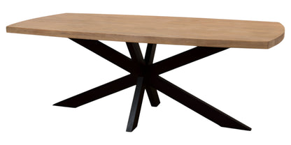 82" Natural And Black Solid Wood And Iron Pedestal Base Dining Table-5