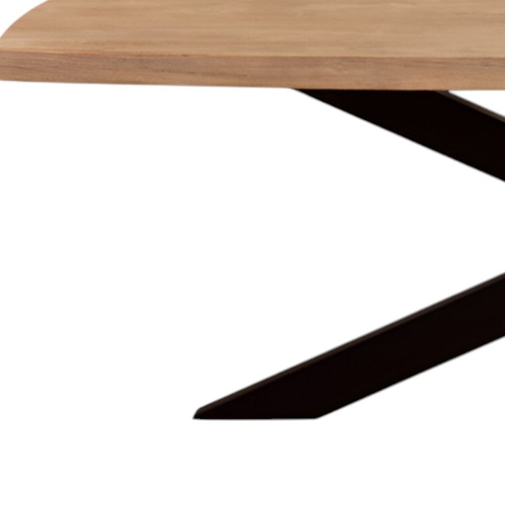 82" Natural And Black Solid Wood And Iron Pedestal Base Dining Table-8