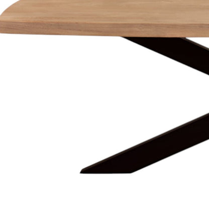82" Natural And Black Solid Wood And Iron Pedestal Base Dining Table-8