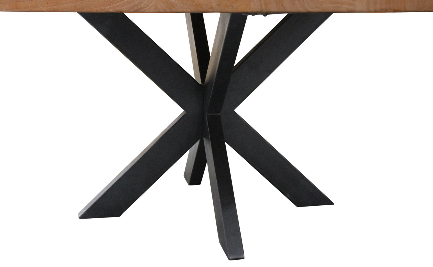 60" Natural And Black Rounded Solid Wood And Iron Pedestal Base Dining Table-4