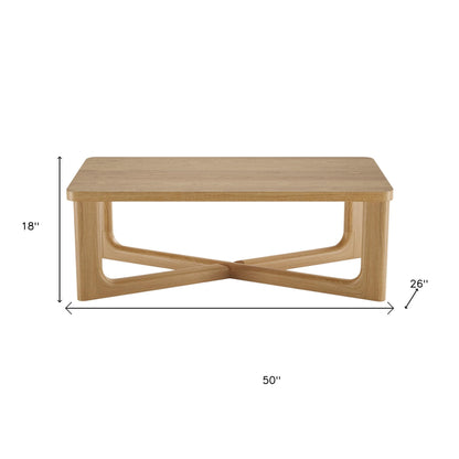 50" Natural Solid Wood Cross Legs Coffee Table-7
