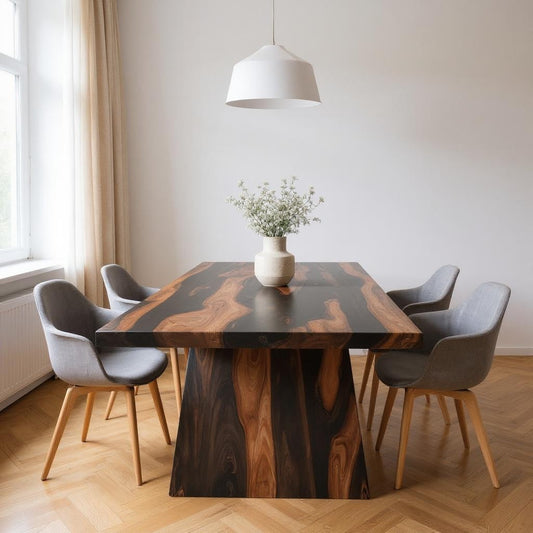 75" Brown Solid Wood Pedestal Base Dining Table-0
