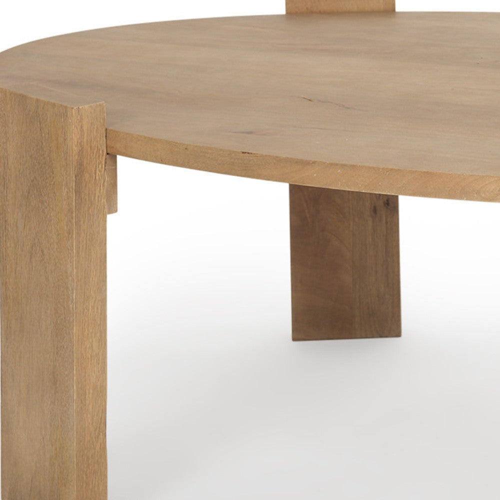 48" Natural Solid Wood Oval Coffee Table-7