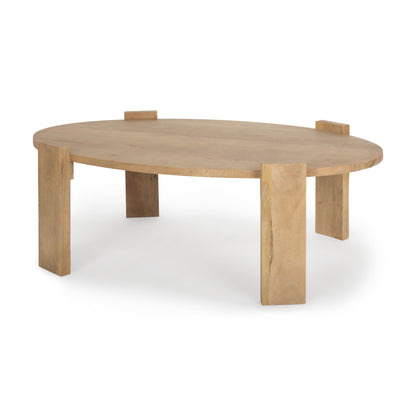 48" Natural Solid Wood Oval Coffee Table-2