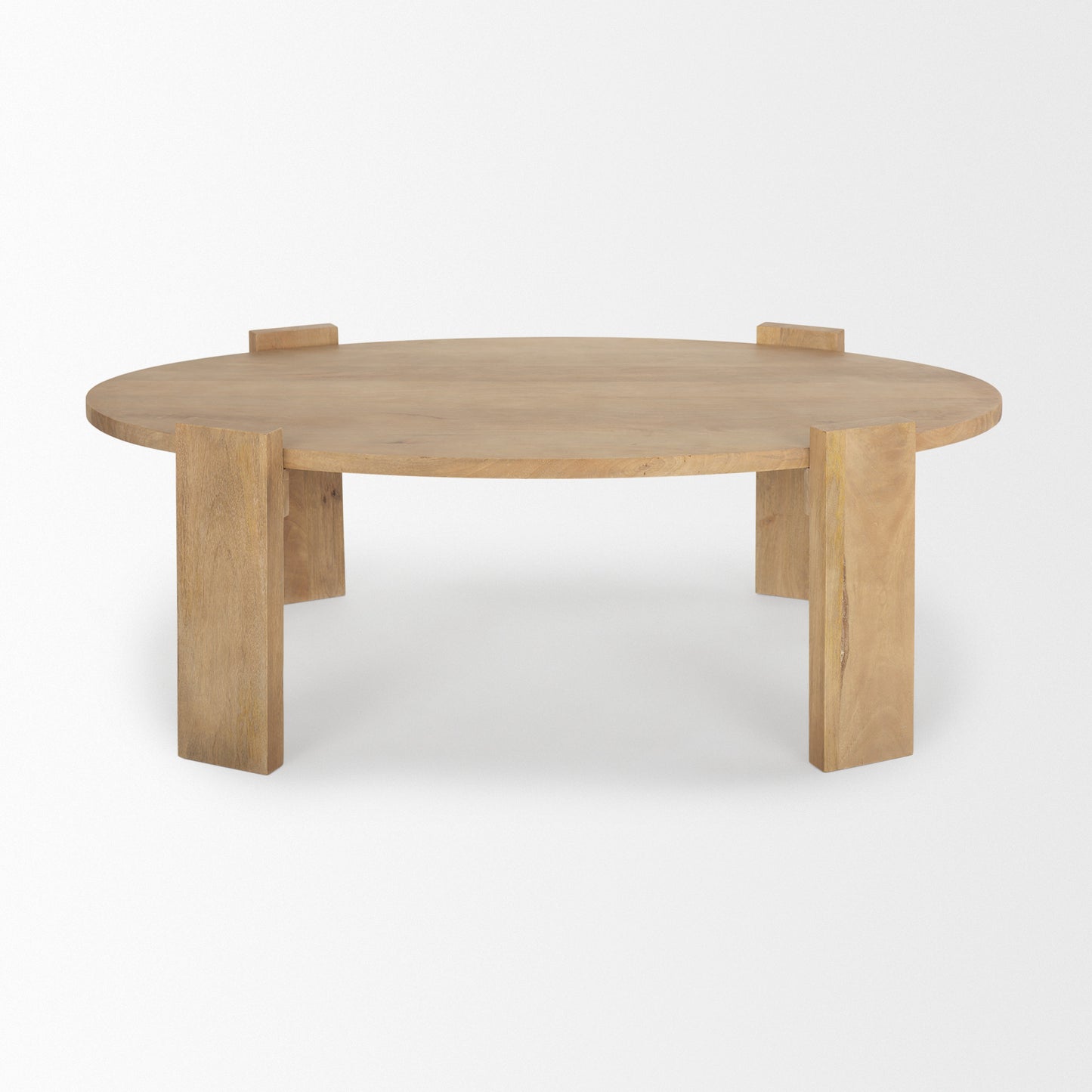 48" Natural Solid Wood Oval Coffee Table-1