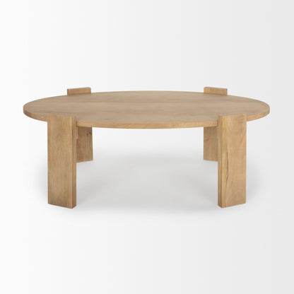 48" Natural Solid Wood Oval Coffee Table-1