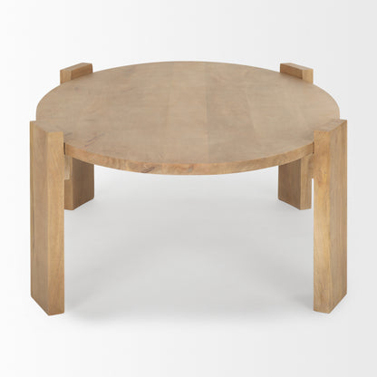 48" Natural Solid Wood Oval Coffee Table-3