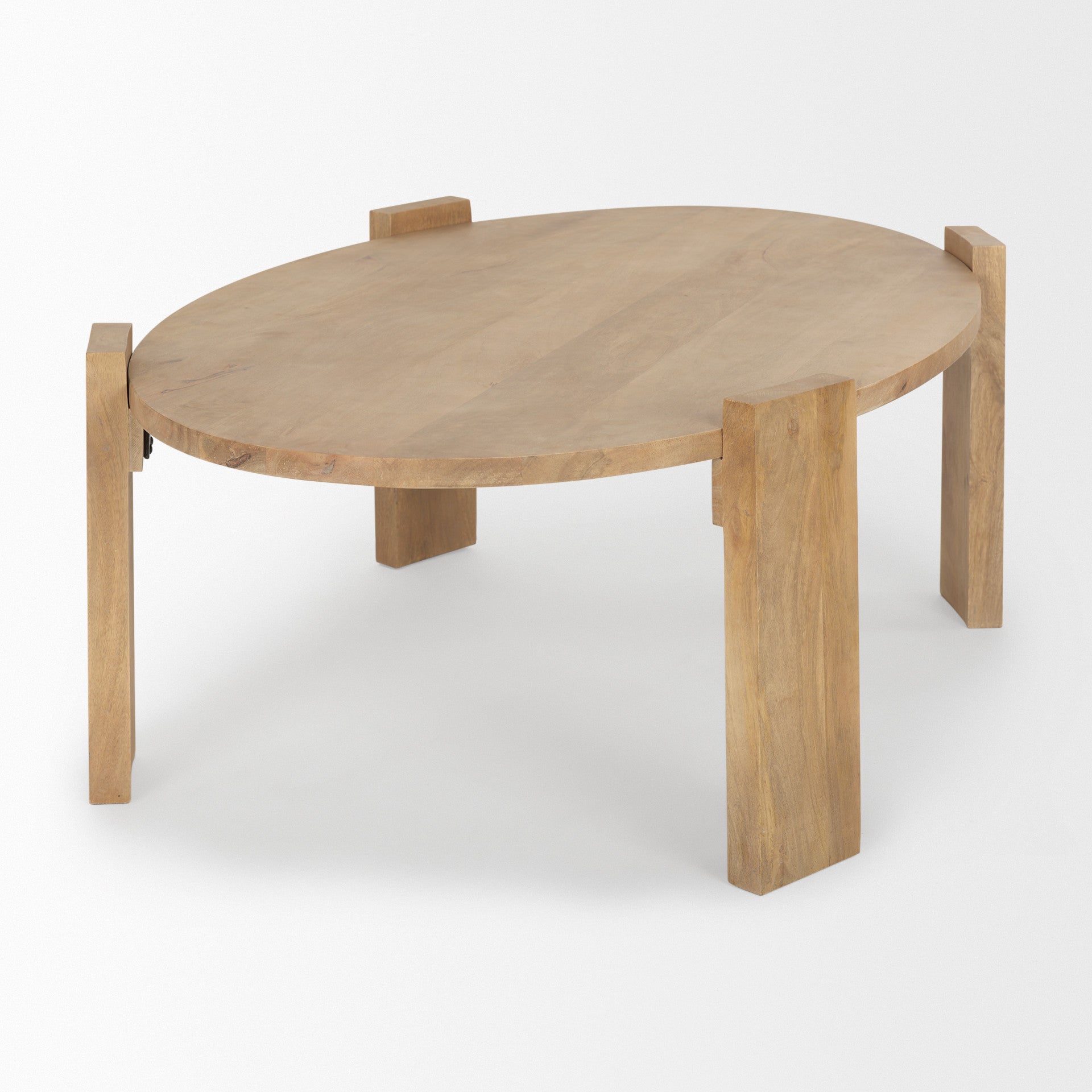 48" Natural Solid Wood Oval Coffee Table-4