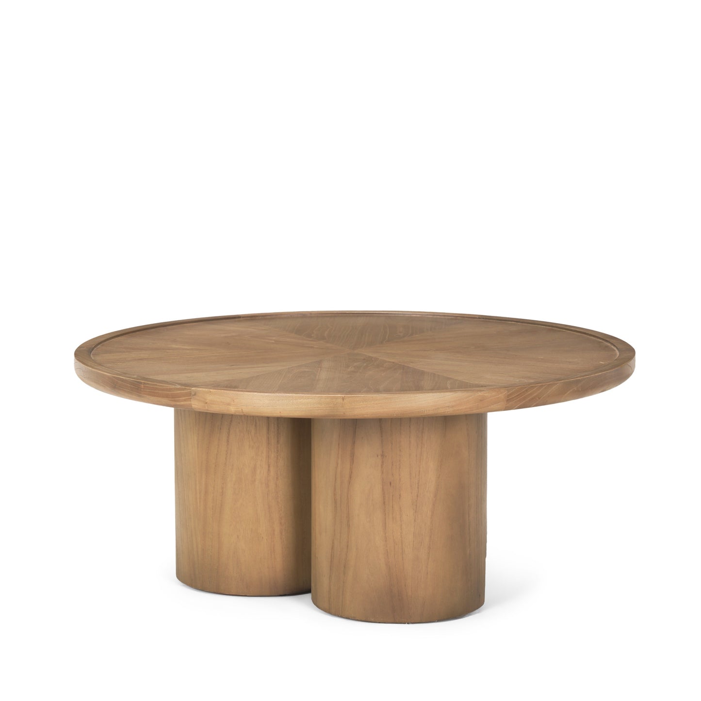 39" Natural Solid Wood Round Pedestal Coffee Table-1