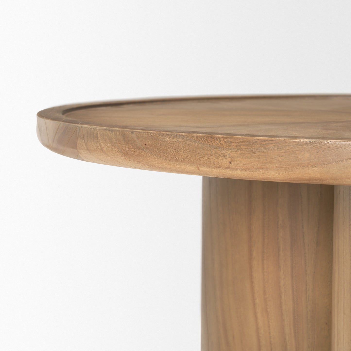 39" Natural Solid Wood Round Pedestal Coffee Table-5