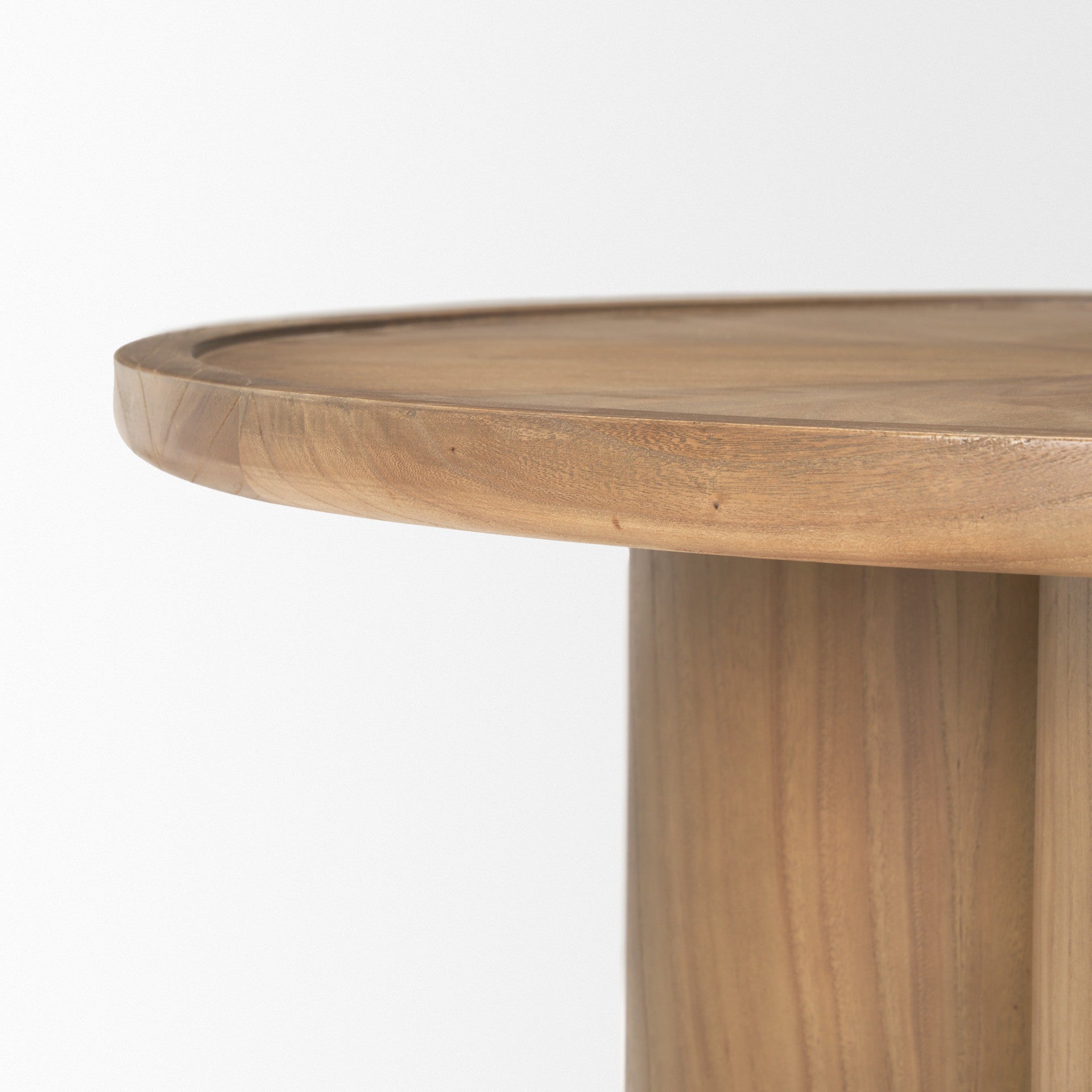 39" Natural Solid Wood Round Pedestal Coffee Table-5