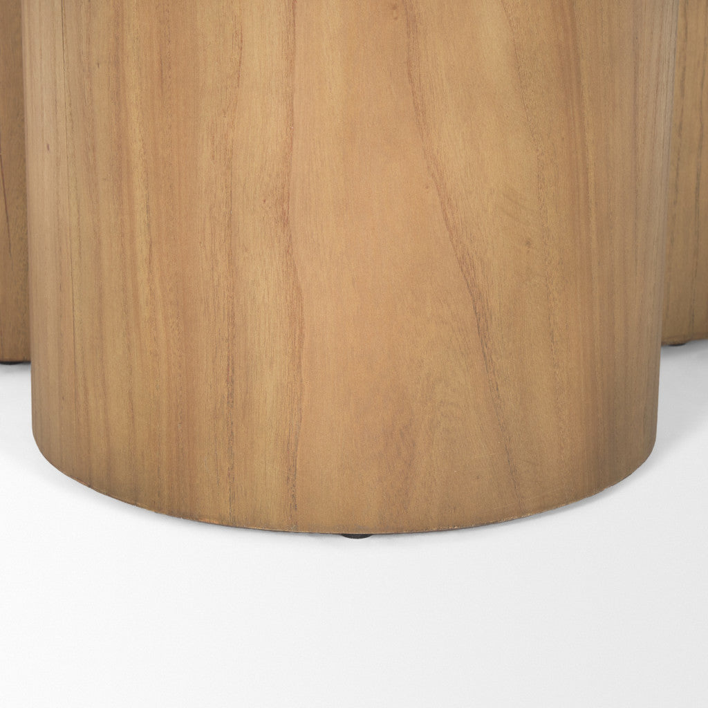 39" Natural Solid Wood Round Pedestal Coffee Table-6