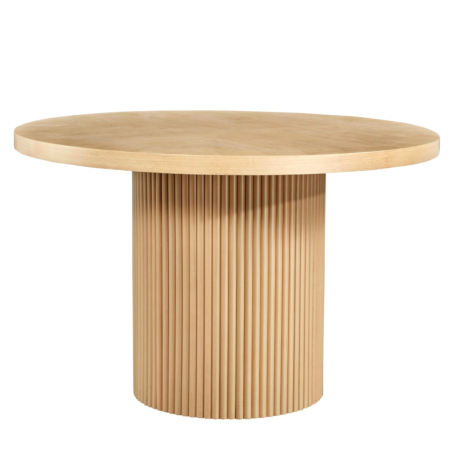 48" Natural Wood Pedestal Base Round Top Dining Table-1