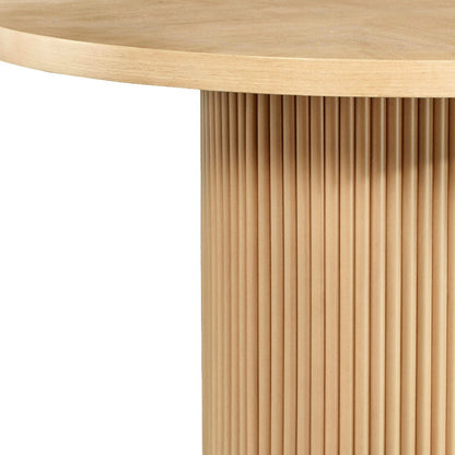 48" Natural Wood Pedestal Base Round Top Dining Table-2