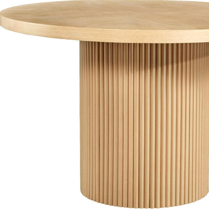 48" Natural Wood Pedestal Base Round Top Dining Table-3