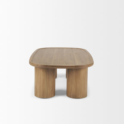 55" Natural Solid Wood Oval Coffee Table-3