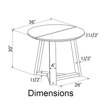36 Inch Round Scandinavian Solid Wood Dining Table in Blonde-4